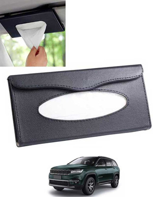 ABJD Leatherite Universal Black Rectangle Tissue Holder For Office,Home,Car-186 Vehicle Tissue Dispenser(Black)