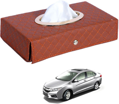MOCKHE Cross-Tan Tissue Box Leatherette-179 Vehicle Tissue Dispenser(Grey)