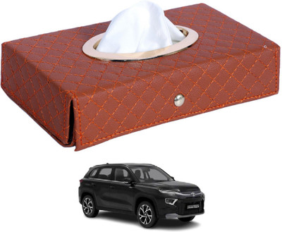 MOCKHE Cross-Tan Tissue Box Leatherette-229 Vehicle Tissue Dispenser(Grey)