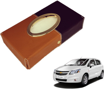 MOCKHE Chrom-Black-Tan Tisue Box Leatherete-231 Vehicle Tissue Dispenser(Black, Grey)