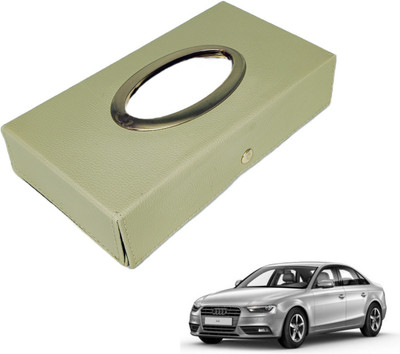 MOCKHE Chrom-Beige Tisue Box Leatherete-594 Vehicle Tissue Dispenser(Beige)