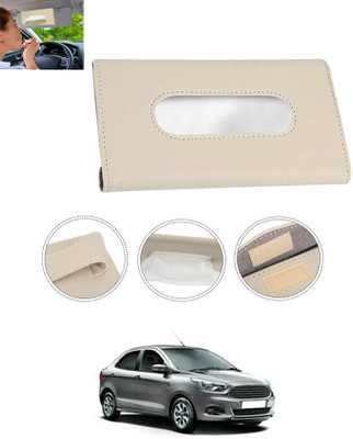 monolive Beige Leatherite Rectangle Shape Fancy Design Tissue Dispencer For Car-177 Vehicle Tissue Dispenser(Beige)