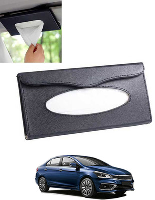 MSNP Universal Leatherite Rectangle Black Tissue Box For Car/office/Home-56 Vehicle Tissue Dispenser(Black)
