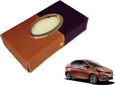 MOCKHE Chrom-Black-Tan Tisue Box Leatherete-509 Vehicle Tissue Dispenser(Black, Grey)