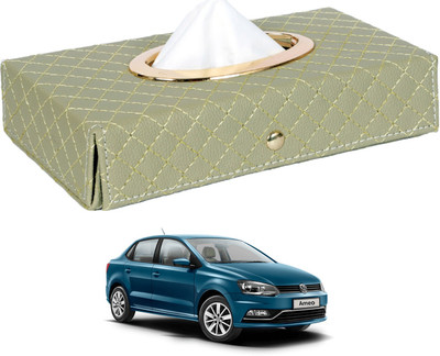 MOCKHE Cross-Beige Tissue Box Leatherette-383 Vehicle Tissue Dispenser(Beige)