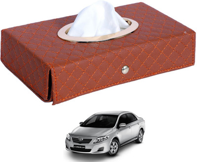 MOCKHE Cross-Tan Tissue Box Leatherette-185 Vehicle Tissue Dispenser(Grey)