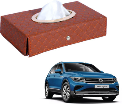 MOCKHE Cross-Tan Tissue Box Leatherette-338 Vehicle Tissue Dispenser(Grey)