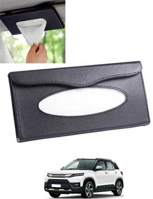 monolive Black Leatherite Rectangle Shape Fancy Design Tissue Dispencer For Car-226 Vehicle Tissue Dispenser(Black)