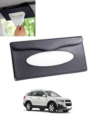 MSNP Universal Leatherite Rectangle Black Tissue Box For Car/office/Home-48 Vehicle Tissue Dispenser(Black)