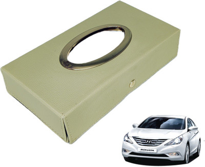 MOCKHE Chrom-Beige Tisue Box Leatherete-799 Vehicle Tissue Dispenser(Beige)
