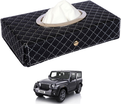 MOCKHE Cross-Black Tissue Box Leatherette-43 Vehicle Tissue Dispenser(Black)