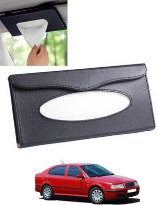 ABJD Leatherite Universal Black Rectangle Tissue Holder For Office,Home,Car-198 Vehicle Tissue Dispenser(Black)