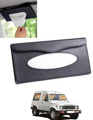MSNP Universal Leatherite Rectangle Black Tissue Box For Car/office/Home-131 Vehicle Tissue Dispenser(Black)
