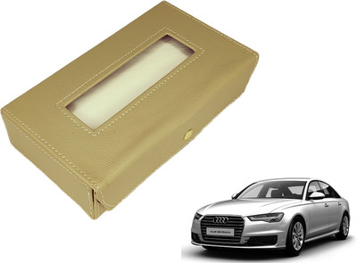 MOCKHE Basic-Beige Tissue Box Leatherette-247 Vehicle Tissue Dispenser(Beige)