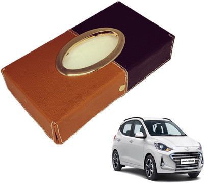 MOCKHE Chrom-Black-Tan Tisue Box Leatherete-142 Vehicle Tissue Dispenser(Black, Grey)