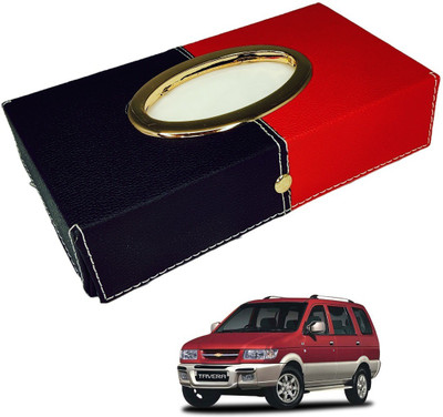 MOCKHE Chrom-Black-Red Tisue Box Leatherete-688 Vehicle Tissue Dispenser(Black, Red)