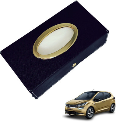MOCKHE Chrom-Black Tisue Box Leatherete-526 Vehicle Tissue Dispenser(Black)
