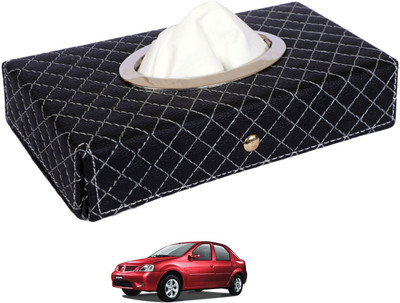 MOCKHE Cross-Black Tissue Box Leatherette-29 Vehicle Tissue Dispenser(Black)