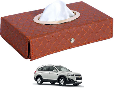 MOCKHE Cross-Tan Tissue Box Leatherette-169 Vehicle Tissue Dispenser(Grey)