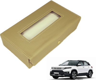 MOCKHE Basic-Beige Tissue Box Leatherette-243 Vehicle Tissue Dispenser(Beige)