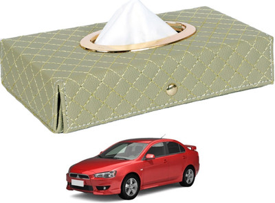 MOCKHE Cross-Beige Tissue Box Leatherette-491 Vehicle Tissue Dispenser(Beige)