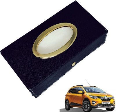 MOCKHE Chrom-Black Tisue Box Leatherete-537 Vehicle Tissue Dispenser(Black)