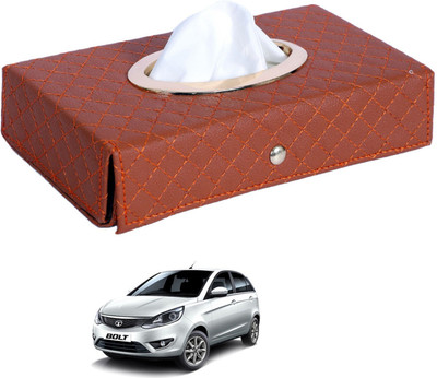 MOCKHE Cross-Tan Tissue Box Leatherette-162 Vehicle Tissue Dispenser(Grey)