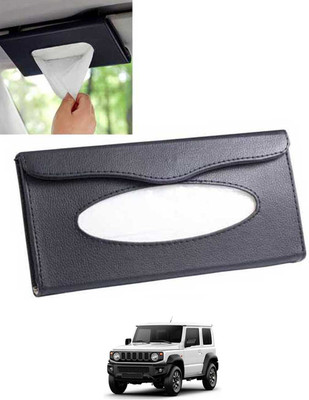 CCMM Universal Leatherite Black Rectangle Tissue Paper Box/Dispencer For Car-161 Vehicle Tissue Dispenser(Black)