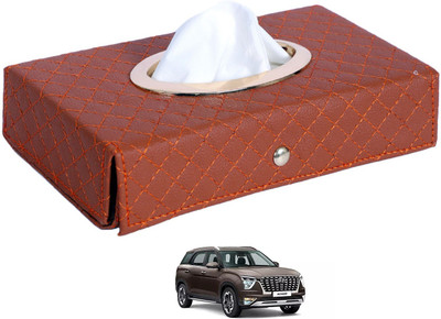 MOCKHE Cross-Tan Tissue Box Leatherette-140 Vehicle Tissue Dispenser(Grey)