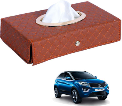 MOCKHE Cross-Tan Tissue Box Leatherette-275 Vehicle Tissue Dispenser(Grey)