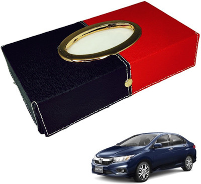 MOCKHE Chrom-Black-Red Tisue Box Leatherete-446 Vehicle Tissue Dispenser(Black, Red)