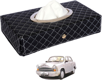 MOCKHE Cross-Black Tissue Box Leatherette-155 Vehicle Tissue Dispenser(Black)