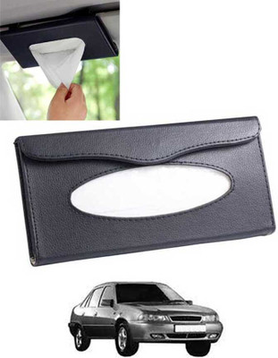 ABJD Leatherite Universal Black Rectangle Tissue Holder For Office,Home,Car-56 Vehicle Tissue Dispenser(Black)