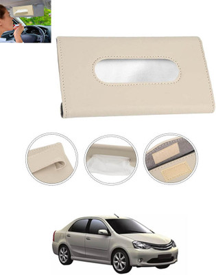 monolive Beige Leatherite Rectangle Shape Fancy Design Tissue Dispencer For Car-03 Vehicle Tissue Dispenser(Beige)