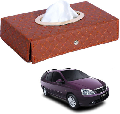 MOCKHE Cross-Tan Tissue Box Leatherette-241 Vehicle Tissue Dispenser(Grey)