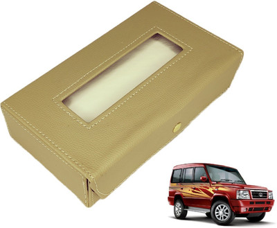 MOCKHE Basic-Beige Tissue Box Leatherette-401 Vehicle Tissue Dispenser(Beige)