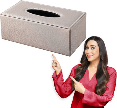 HOKiPO PU Leather Tissue Box Holder Vehicle Tissue Dispenser(Brown)