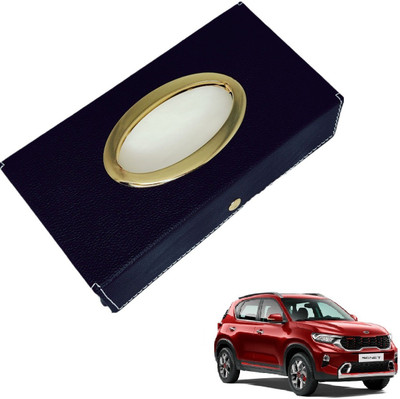 MOCKHE Chrom-Black Tisue Box Leatherete-416 Vehicle Tissue Dispenser(Black)