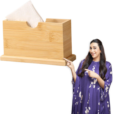 HOKiPO Bamboo Tissue Paper Holder (AR-5054), Vehicle Tissue Dispenser(Brown)