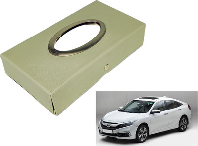 MOCKHE Chrom-Beige Tisue Box Leatherete-647 Vehicle Tissue Dispenser(Beige)