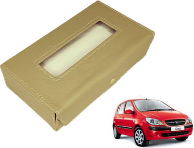 MOCKHE Basic-Beige Tissue Box Leatherette-323 Vehicle Tissue Dispenser(Beige)