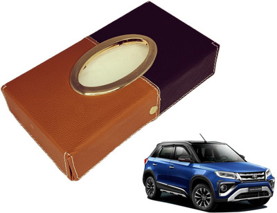 MOCKHE Chrom-Black-Tan Tisue Box Leatherete-280 Vehicle Tissue Dispenser(Black, Grey)