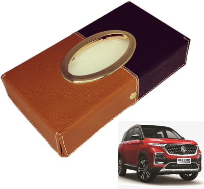 MOCKHE Chrom-Black-Tan Tisue Box Leatherete-140 Vehicle Tissue Dispenser(Black, Grey)