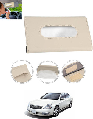 MSNP Universal Leatherite Rectangle Beige Tissue Box For Car/office/Home-263 Vehicle Tissue Dispenser(Beige)