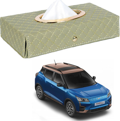 MOCKHE Cross-Beige Tissue Box Leatherette-590 Vehicle Tissue Dispenser(Beige)