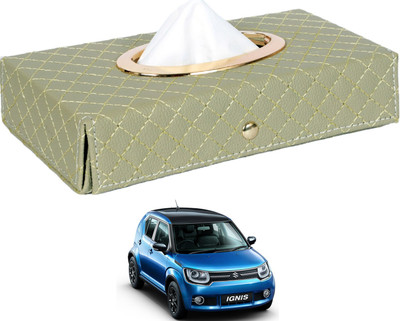 MOCKHE Cross-Beige Tissue Box Leatherette-469 Vehicle Tissue Dispenser(Beige)