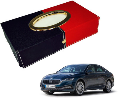 MOCKHE Chrom-Black-Red Tisue Box Leatherete-138 Vehicle Tissue Dispenser(Black, Red)