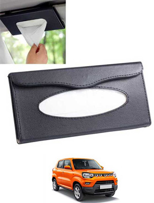 ABJD Leatherite Universal Black Rectangle Tissue Holder For Office,Home,Car-249 Vehicle Tissue Dispenser(Black)