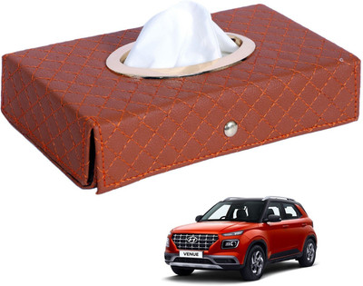 MOCKHE Cross-Tan Tissue Box Leatherette-346 Vehicle Tissue Dispenser(Grey)