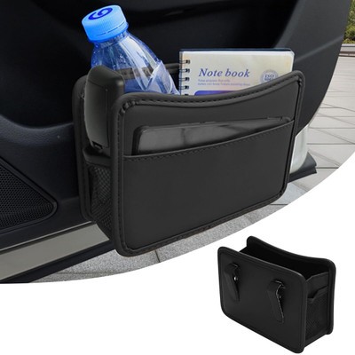 Zorbes Collapsible Leather Car Trash Can Foldable Storage Bin Car Trash Bin Bag
